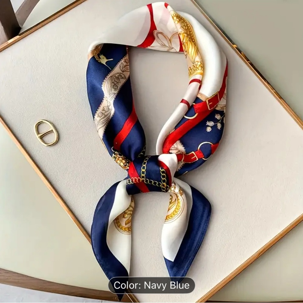 Elegant Navy Blue Silk Scarf